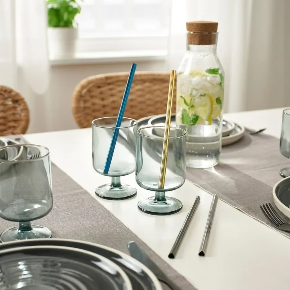 IKEA LUFTTÄT Mixed Shapes Colors Drinking Straws/Brush, Set of 5
